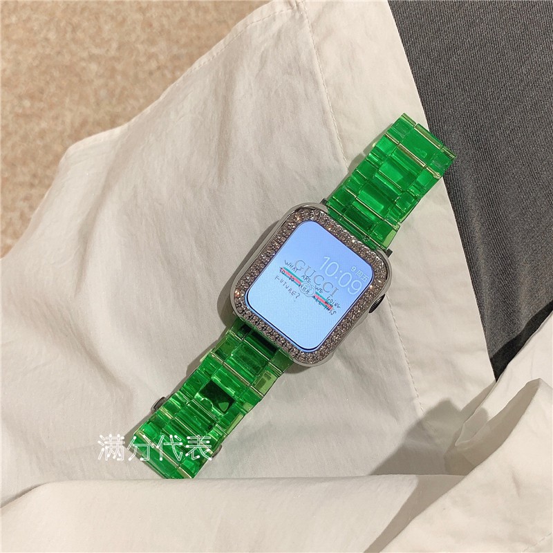 Dây Đeo Resin Trong Suốt Kích Thước 41mm 45mm 44mm 40mm Cho Iwatch Series 7 6 5 SE 4 3 2 1 42mm  38mm