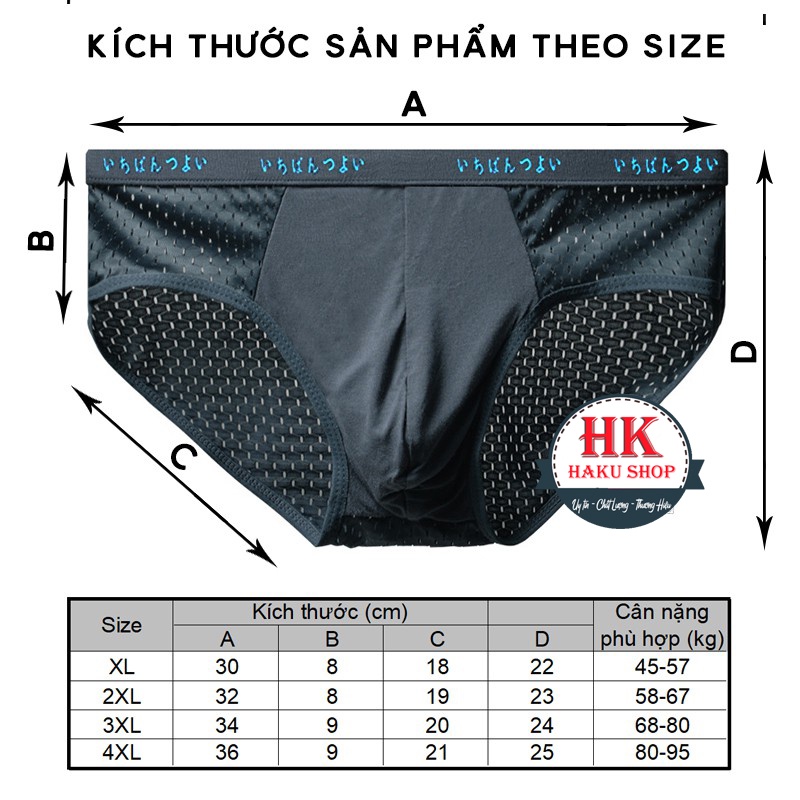 Hộp 4 quần lót nam tam giác cao cấp - Combo quần sịp nam tam giác thông hơi thoáng mát, kháng khuẩn có Big size