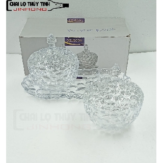 Bộ Thố Mứt Đôi Khay Thủy Tinh Pha Lê TTDSTG 2032-L3