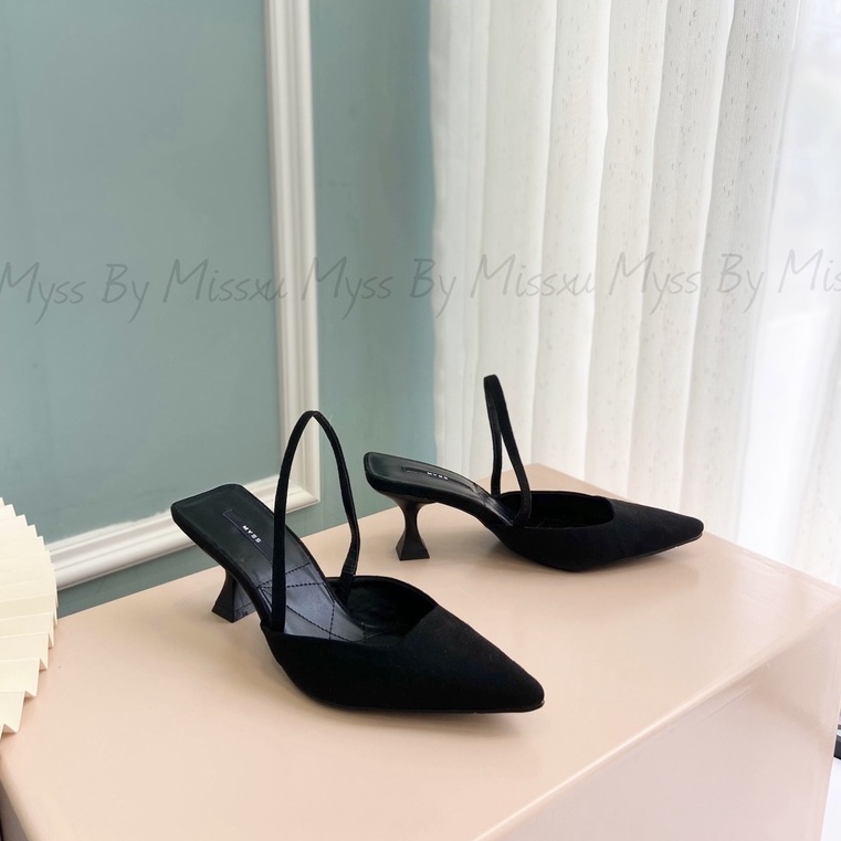 Giày cao gót nữ mũi ngọn quai sau gót cách điệu 6cm MYSS - CG213