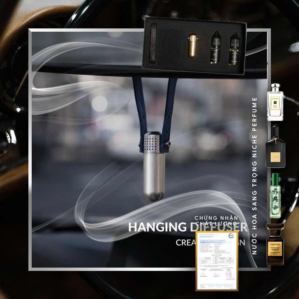 Nước hoa xe hơi cao cấp - Bullet treo gương và 2 chai tinh dầu hương nước hoa Niche cao cấp 15ml [XETHOM]