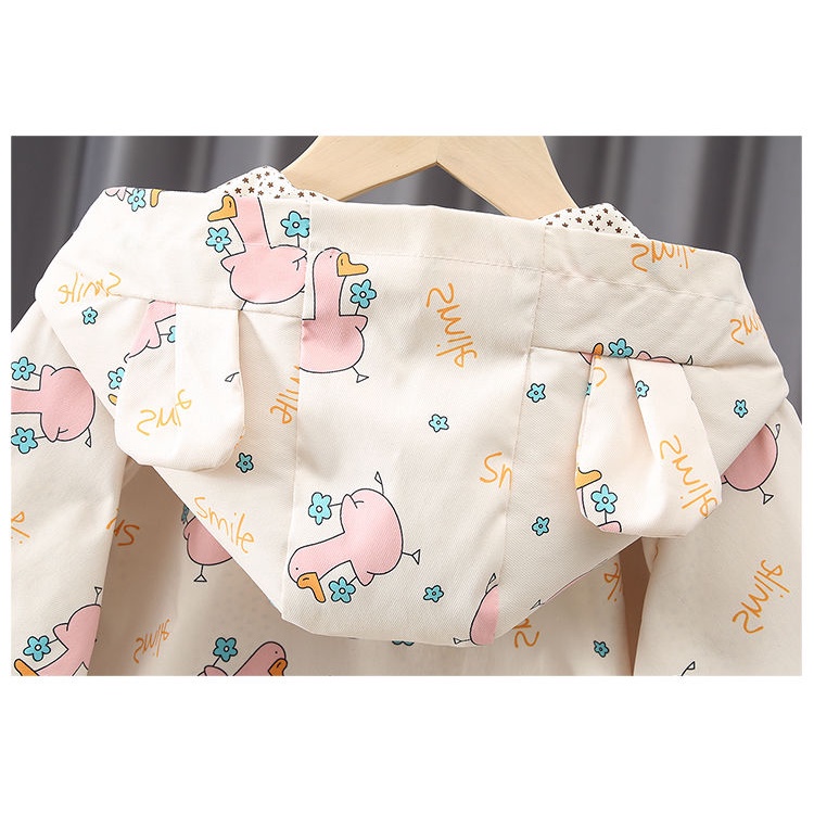 Áo Khoác Có Mũ Trùm Thời Trang Xuân Thu Hàn Quốc Mới 2022 Dành Cho Bé Gái