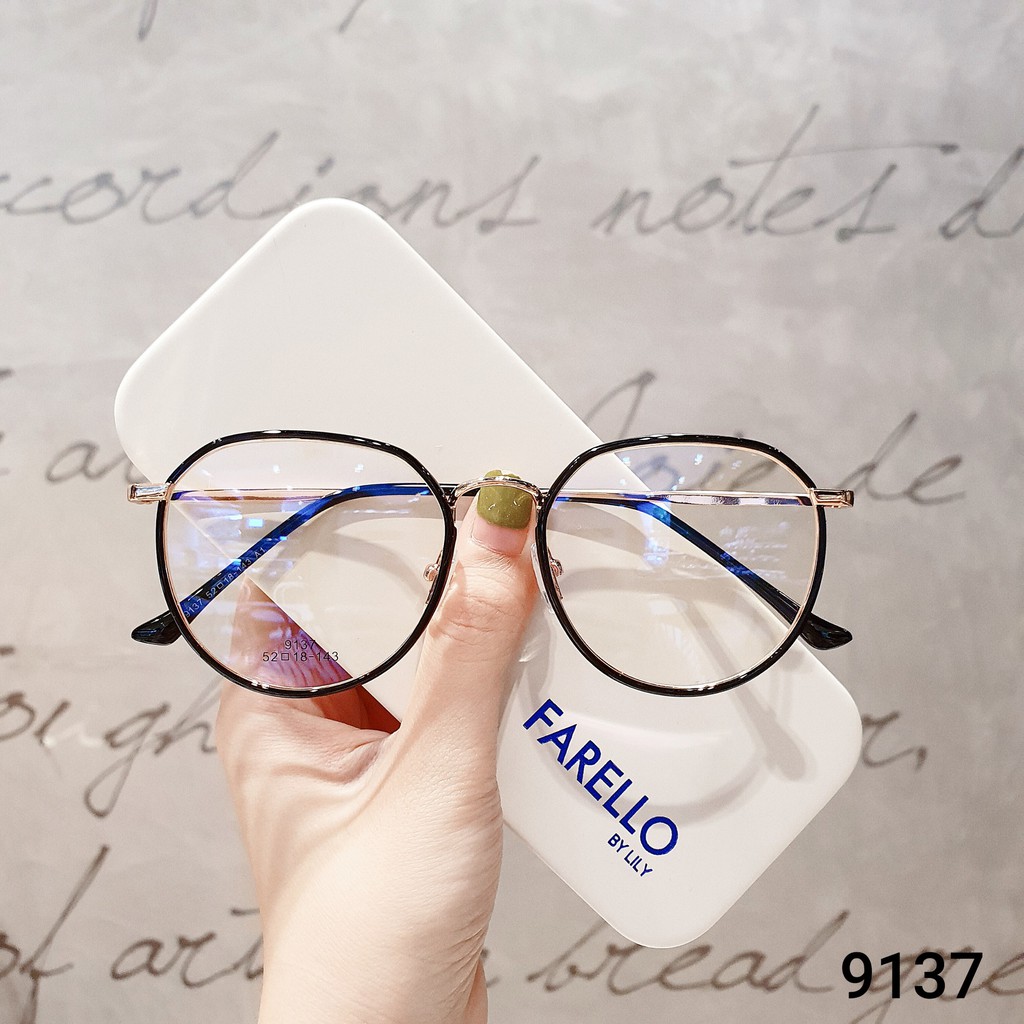 Kính thời trang nữ LILYEYEWEAR mắt tròn to không độ thanh mảnh nhiều màu 9137