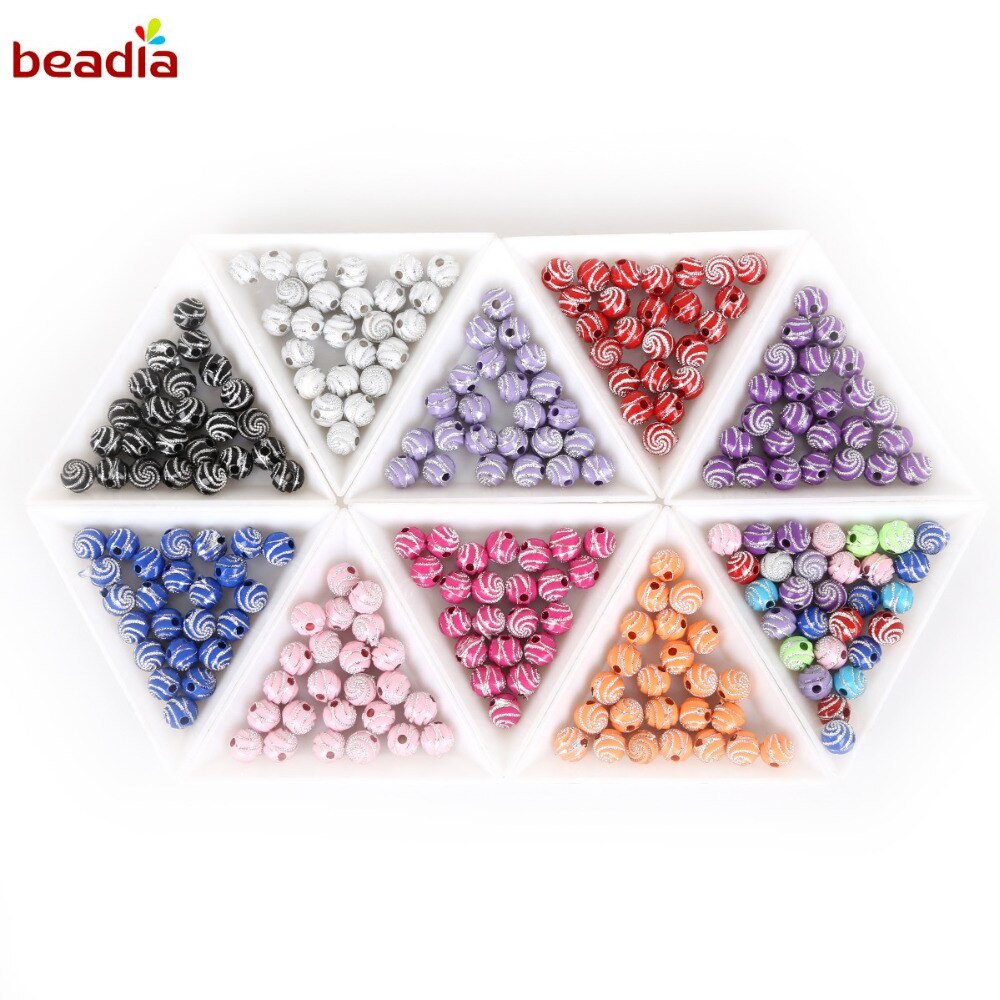 Set 100 Hạt Xâu Chuỗi 8mm Lỗ 1.8mm 13 Màu