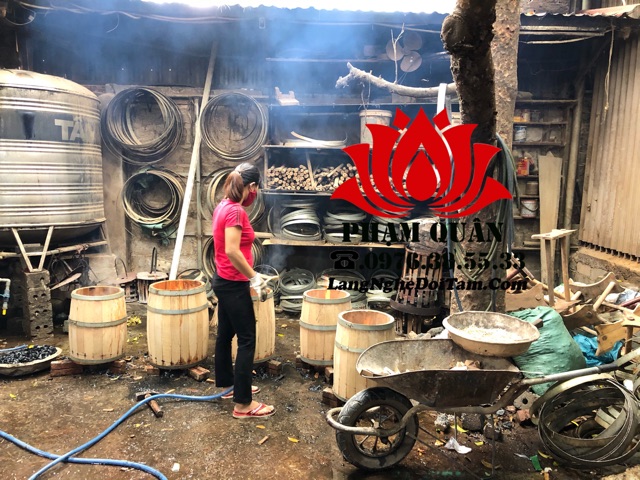 Thùng ngâm rượu gỗ sồi 50 lít, thùng đựng rượu gỗ sồi đỏ kèm vòi mạ crom