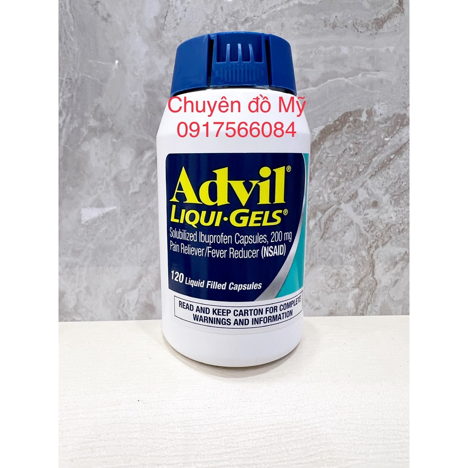 Date T3/2025_ Viên giảm đau sốt Advil Liqui-Gels 200mg 120 viên của Mỹ