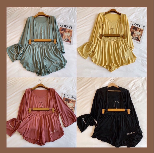 Set đồ mùa hè 4 món 100% cotton mềm co dãn