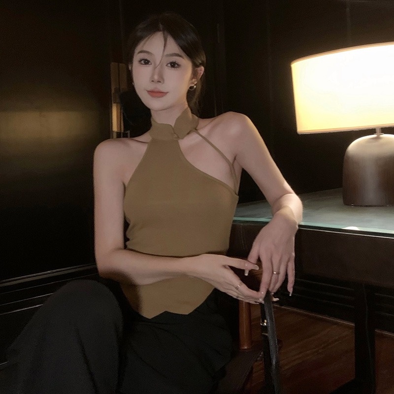 Áo Croptop Sát Nách Phong Cách Retro Quyến Rũ Cho Nữ