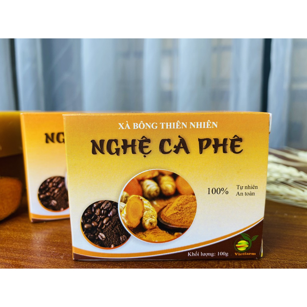 Xà Bông Nghệ Cà Phê - Xà Bông Thiên Nhiên - 100% Tự Nhiên An Toàn - Handmade Giúp Sáng Da, Dưỡng Ẩm - Bách Hóa Xanh