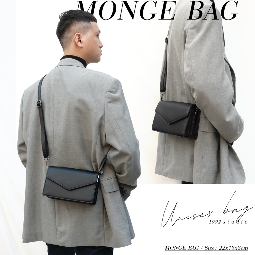 Túi xách nam nữ/ 1992 s t u d i o/ MONGE BAG /màu đen 2 dây