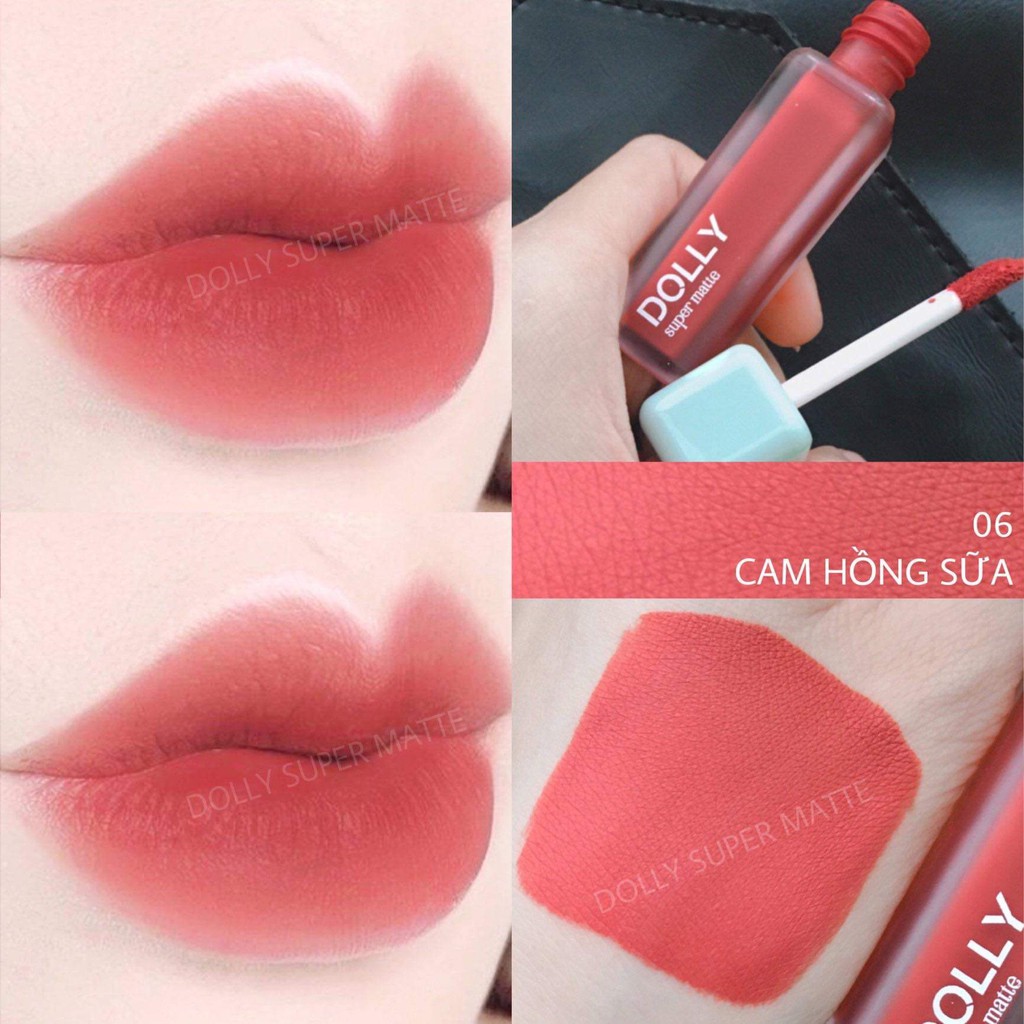 Son Lì Son Kem  DOLLY  MATTE Không Chì Cao Cấp Chính Hãng Màu <Cam Hồng Sữa>