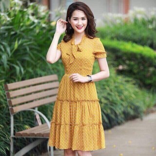 đầm xòe chấm bi