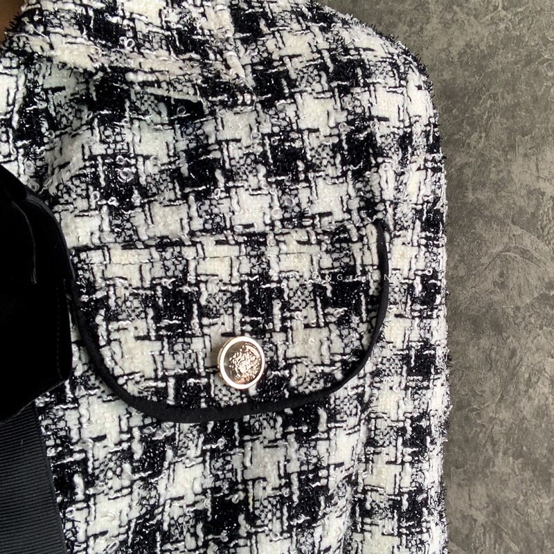 Áo khoác dạ tweed dáng ngắn