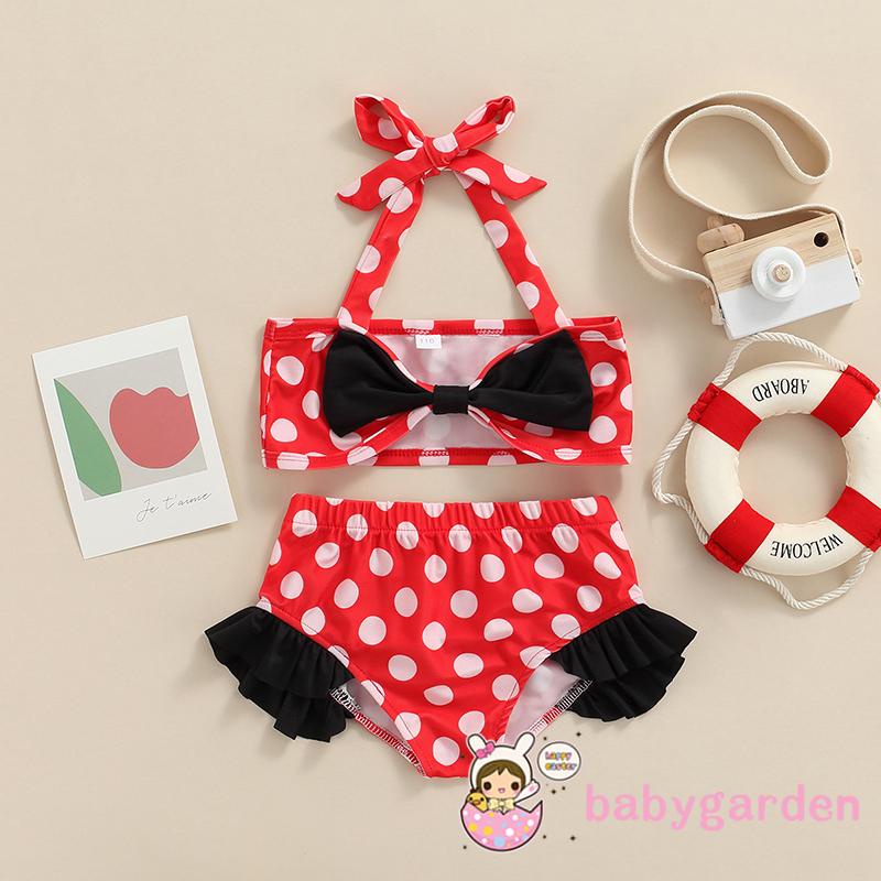 Bộ đồ bơi hai mảnh họa tiết chấm bi dễ thương cho bé gái