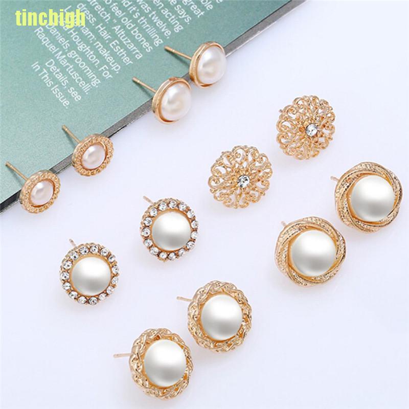 Bộ 6 Đôi Bông Tai Trai / Kim Cương / Trai / Kim Cương Nhân Tạo Thanh Lịch