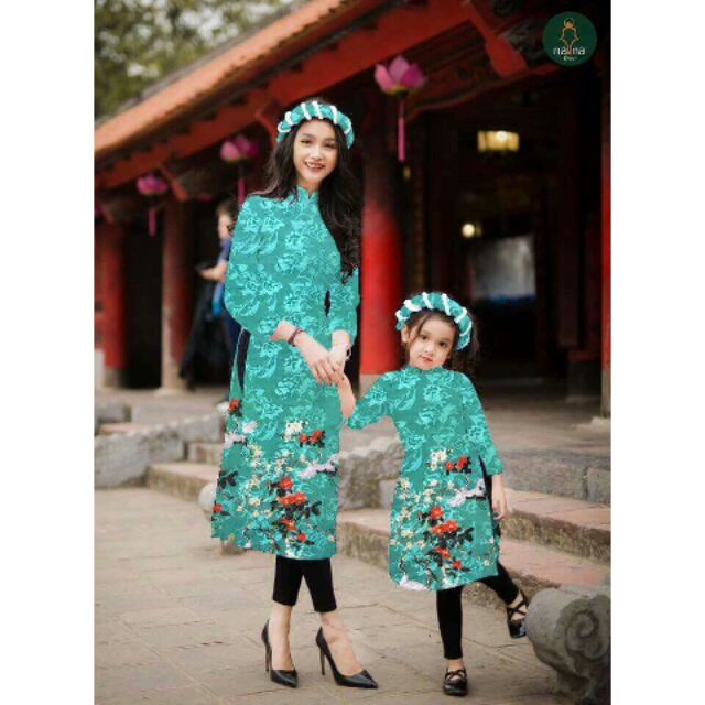 SET ÁO DÀI MẸ BÉ KÈM MẤN QUẤN NGỌC TRAI