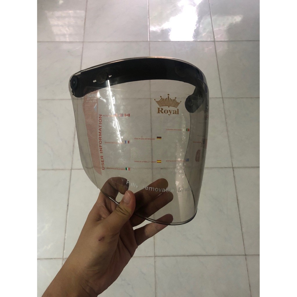 Kính rời thẳng GRS gắn nón bảo hiểm 3/4 (Màu khói)