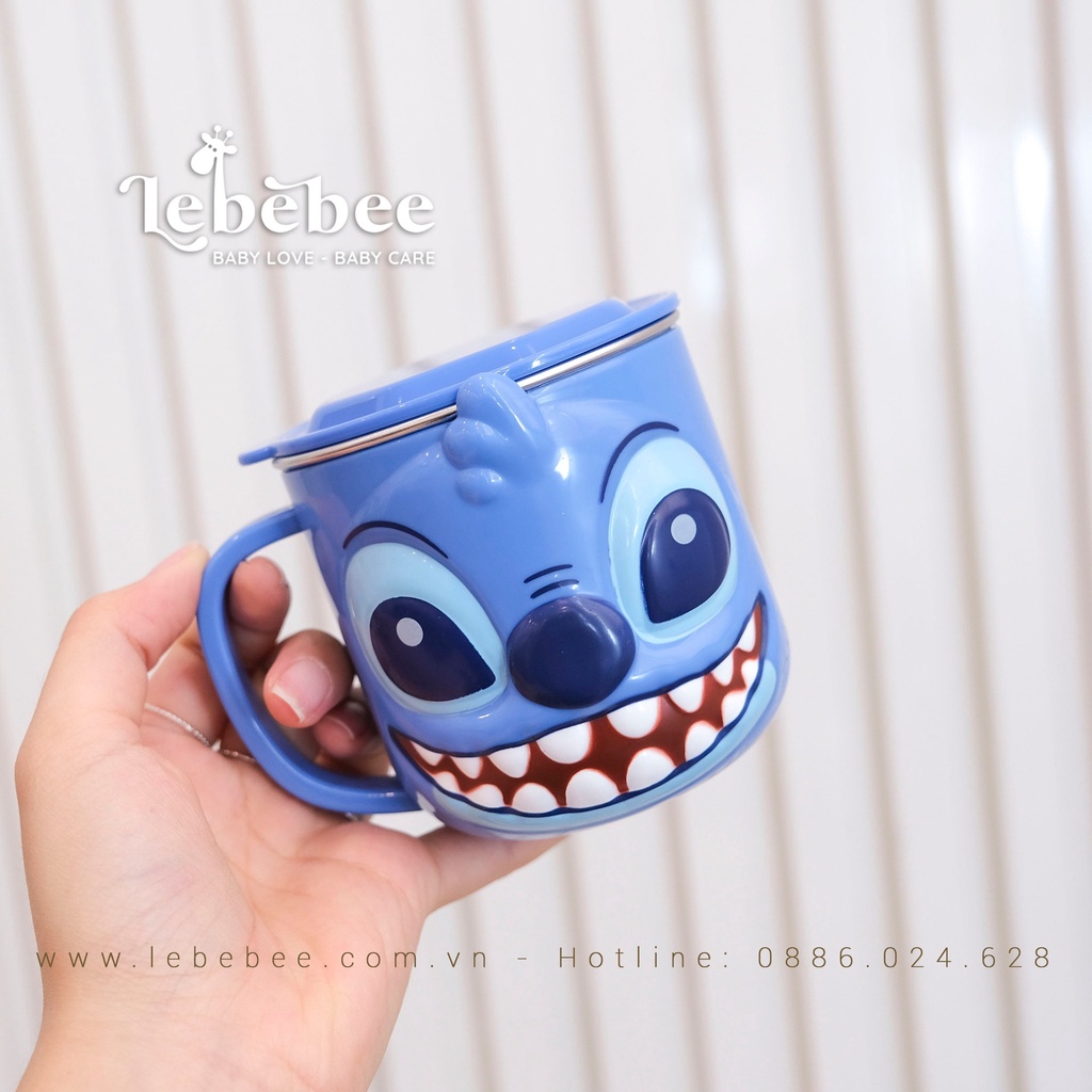 Cốc uống nước inox có nắp họa tiết 3D Disney cho bé - Lebebee