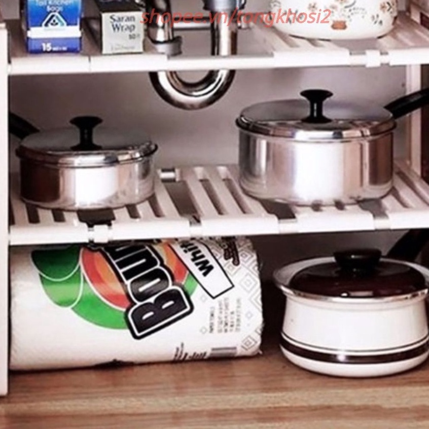 Kệ gầm bếp, giá kệ để xếp dưới bồn rửa bát chén đa năng thông minh chất liệu dày dặn ( Điều chỉnh kích thước )