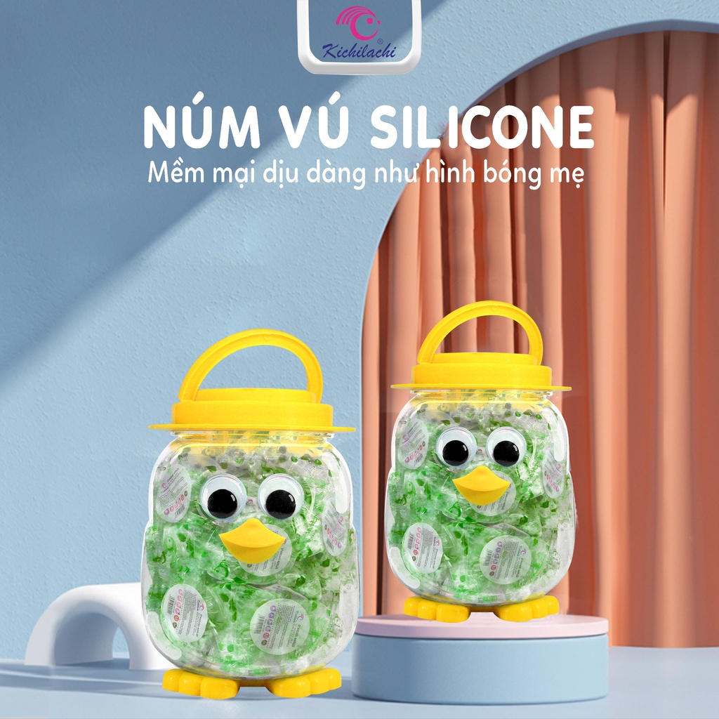 Núm ti bình sữa silicone Kichilachi mềm mô phỏng bầu ti mẹ cho bình PP - MINIBOO
