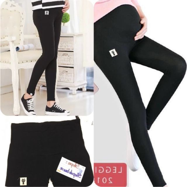 Quần legging cho mẹ bầu, legging bầu đáp bụng , chun điều chỉnh chất cotton co giãn