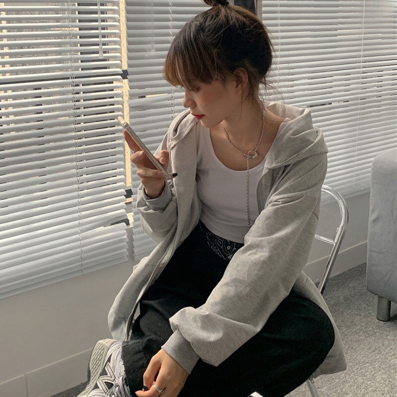 Áo khoác cardigan Yeya có nón trùm dáng rộng vừa vặn dài vừa thời trang Hàn Quốc