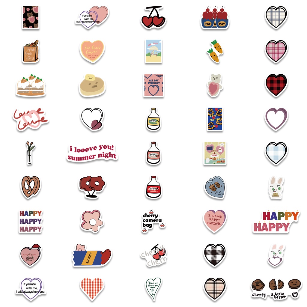 Bộ 90 Miếng Dán Chống Thấm Nước Hình Chai Nước Trái Tim Xinh Xắn
