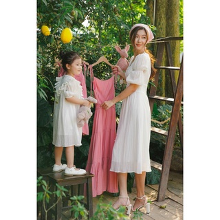 Váy bé gái CRABIE tay lỡ cổ bèo xếp V công chúa xinh xắn cho bé từ 3,4,5,6,7,8,9,10 tuổi  - Mabel dress - Trắng
