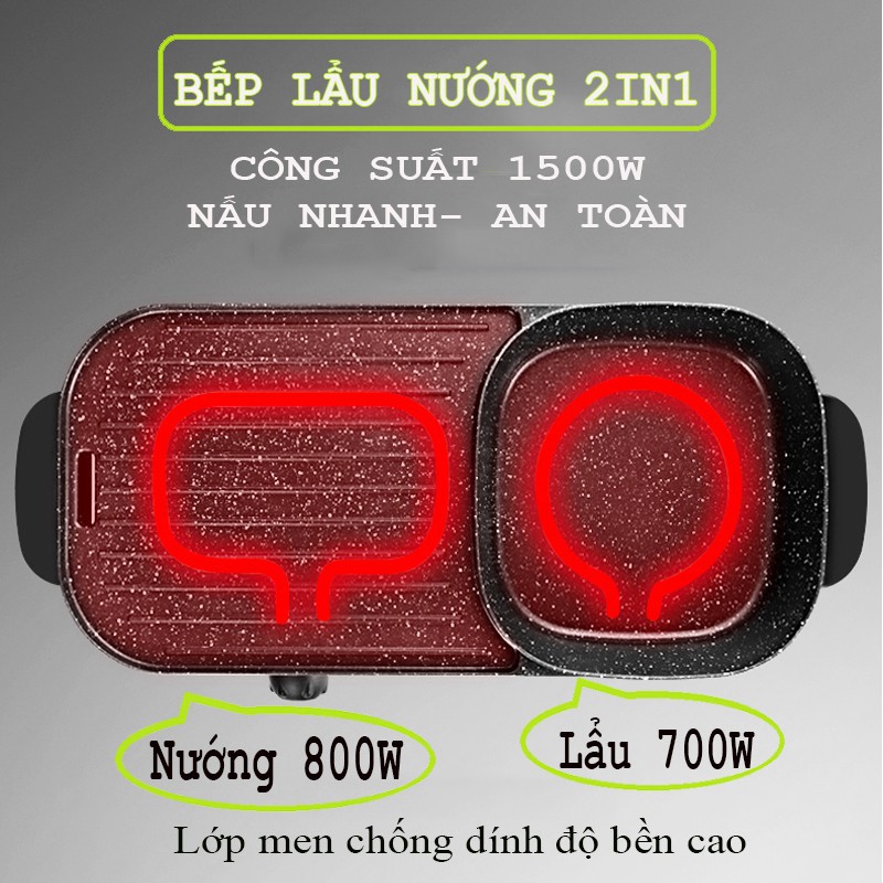 BẾP LẨU NƯỚNG ĐA NĂNG 2 IN 1 CÁT Á - Tiết kiệm điện năng, tiết kiệm thời gian - Đem lại bữa ăn đa dạng