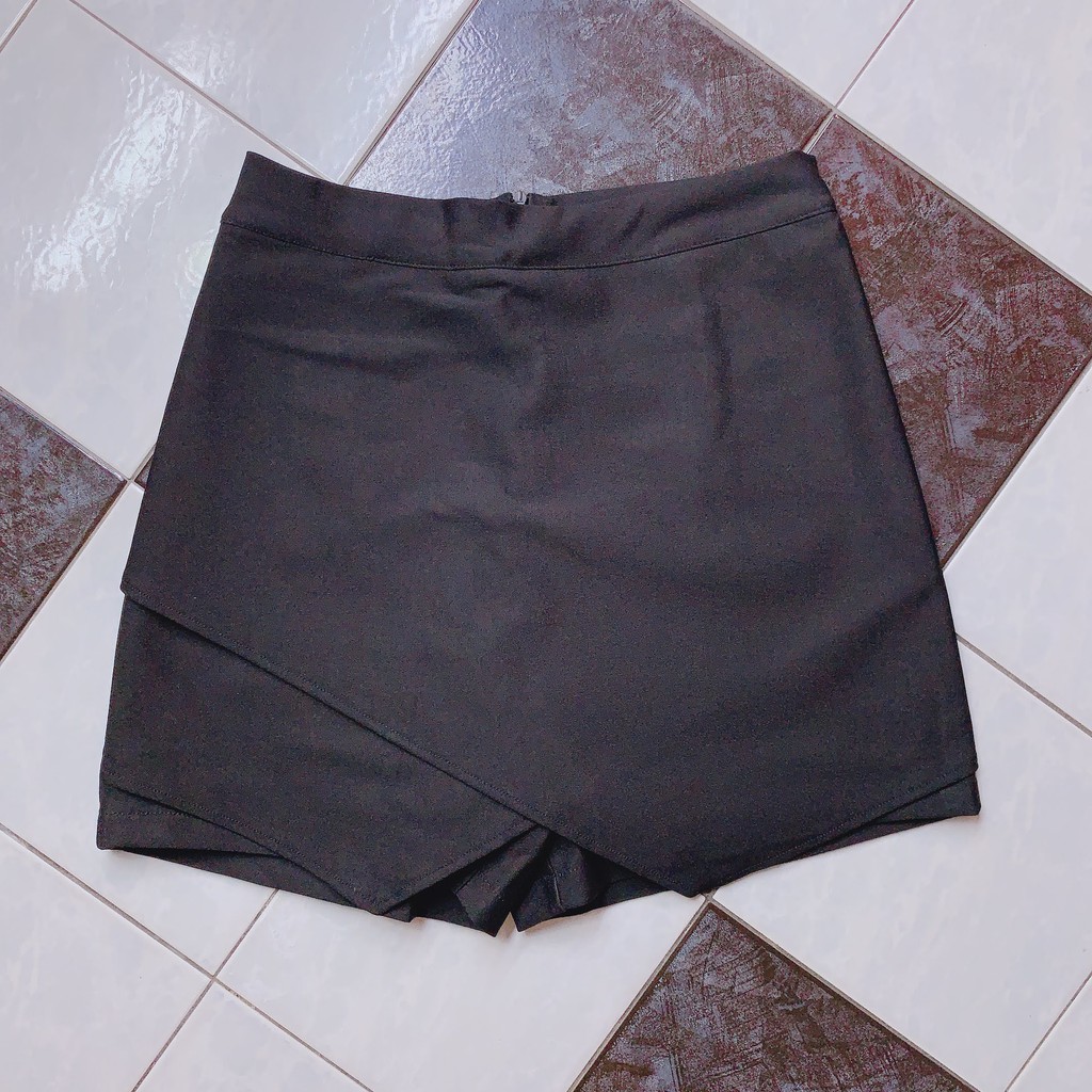 Quần váy hộp thư thun umi co dãn bigsize màu đen - quần váy hộp thư size đại thun umi lưng cao