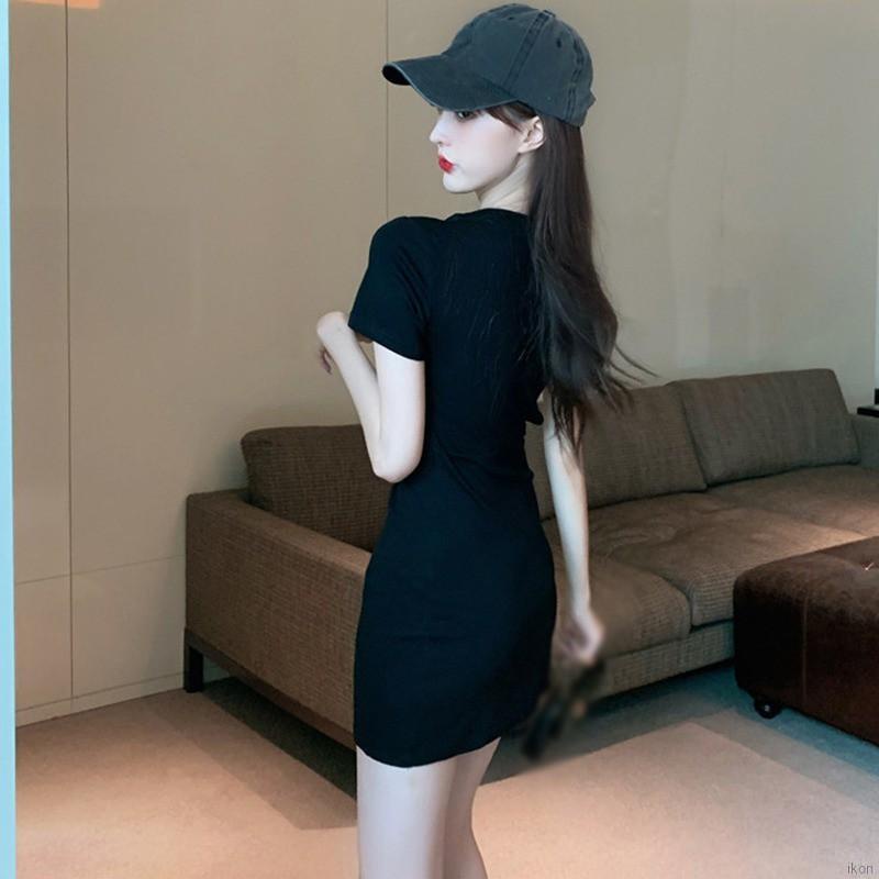 Đầm Tay Ngắn Màu Đen Thiết Kế Mỏng Thời Trang Mùa Hè Theo Phong Cách Pháp Cho Nữ