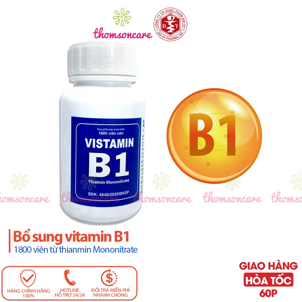 Vitamin B1 lọ to 1800 viên nén, bổ sung vtm b1, tốt cho tiêu hóa