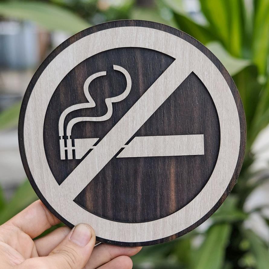 GIÁ GỐC- Tranh gỗ treo tường - Biển gỗ No Smoking- Cấm hút thuốc đẹp trang trí nhà và quán cafe Trenddecor