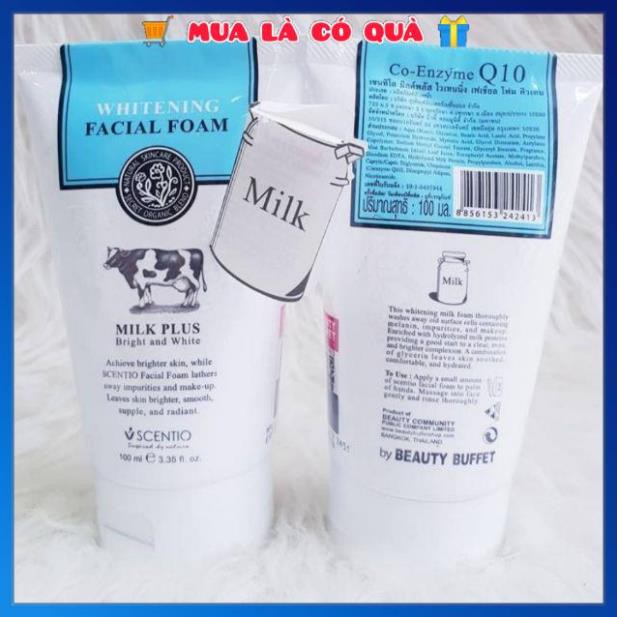 Sữa rửa mặt trắng da con bò Milk Plus Whitening Q10 Facial Foam 100ml