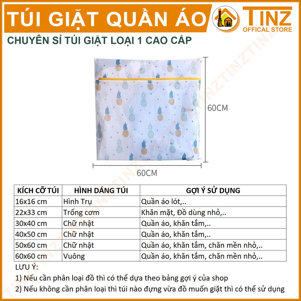 Combo 6 Túi Giặt TINZ VN Trái Thơm, Túi Lưới Giặt Đựng Áo Quần Cao Cấp Dành Cho Máy Giặt