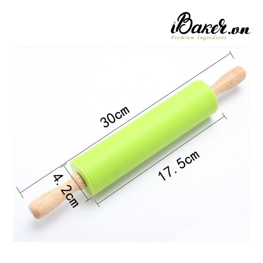 Cây cán bột/ lăn bột silicon có trục xoay - Dài 30cm