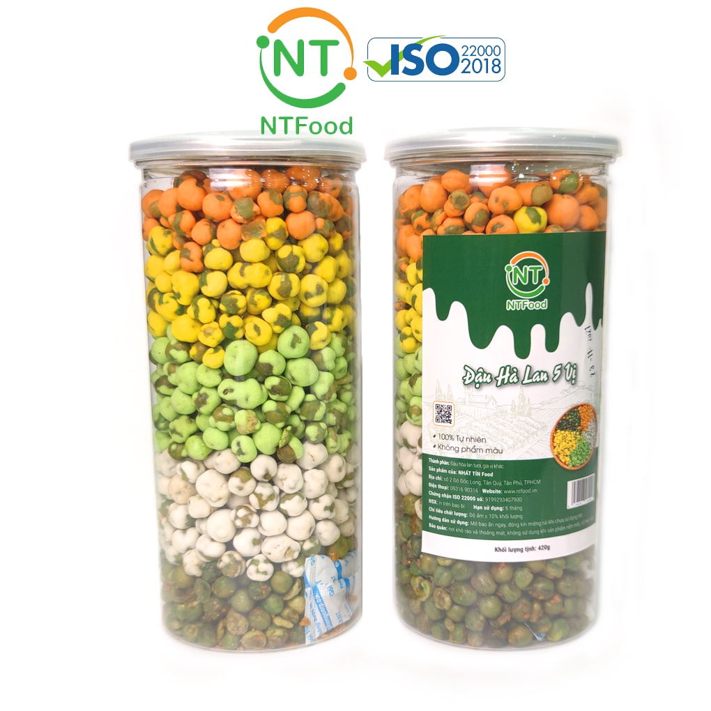 [Mã BMBAU50 giảm 7% đơn 99K] Đậu hòa lan mix 5 vị NTFood hủ Pet 420g - Nhất Tín Food