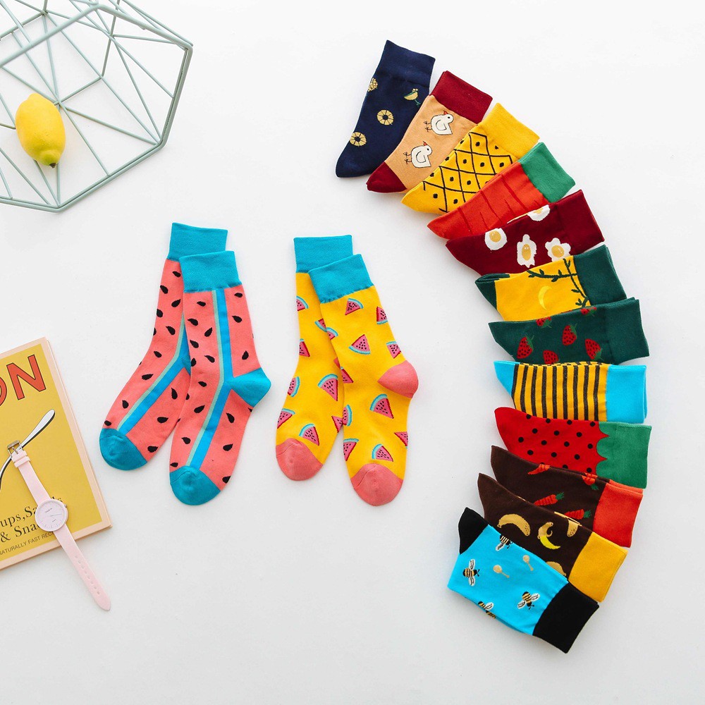Đôi Vớ cotton Họa Tiết Ngộ Nghĩnh Thời Trang Harajuku Cho Nữ