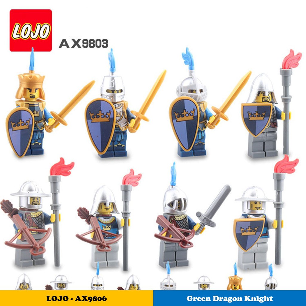 Minifigures LOJO AX-9803 - Lính trung cổ Nhà vua - Minifigures Blue Crown Knight