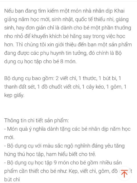 Dụng cụ học tập 9 món làm quà tặng cho trẻ