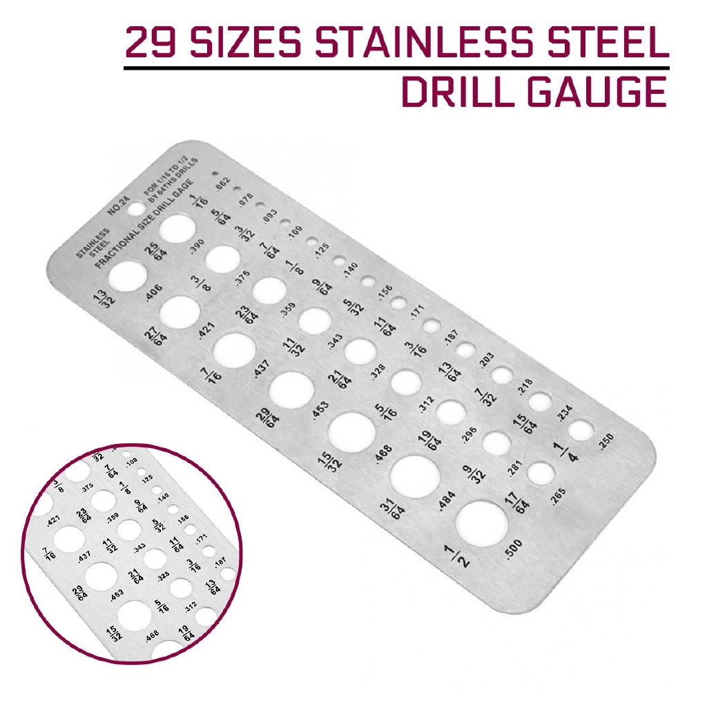 Thước Đo Mũi Khoan Bằng Thép Không Gỉ 29 Kích Thước 15.9X6Cm