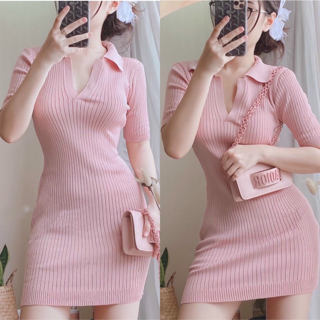 [VÁY POLO] Váy Body Nữ, Váy Len Đũa Cổ Đức Ôm Dáng Hàng Quảng Châu Mặc Xuyên Mùa