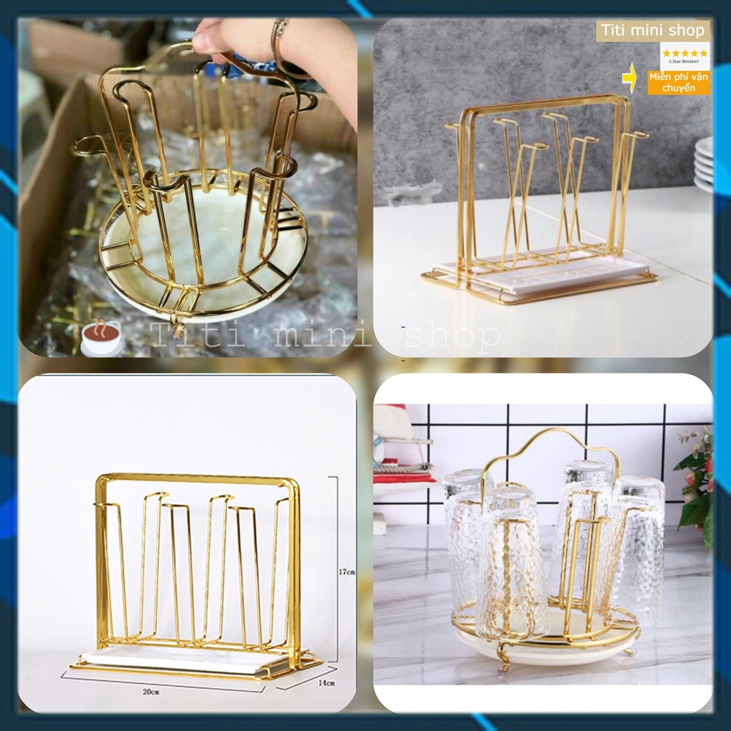 Khay úp cốc ly hợp kim mạ vàng