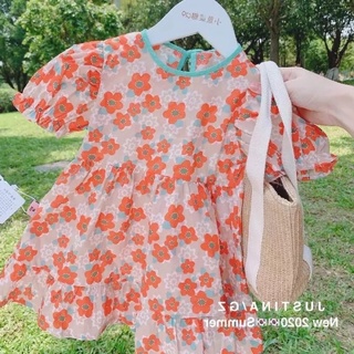 ( thanh lý HÀNG NEW ) Váy bé gái hoa nhí cam  ( hàng Quảng châu )