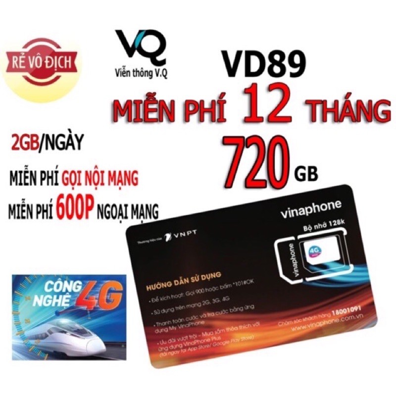 [RẺ VÔ ĐỊCH]Sim 4G 1 năm vinaphone vd89 12 tháng