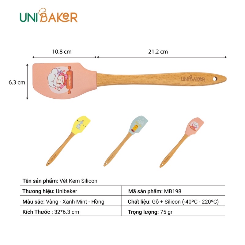 Spatula Unibaker / Phới dẹt silicon 32cm