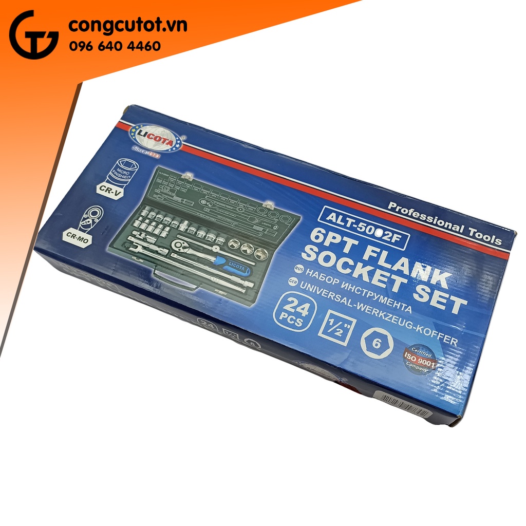 Bộ tuýp lục giác 24 món socket ½  hộp sắt 10-32mm Licota ALT-5002F