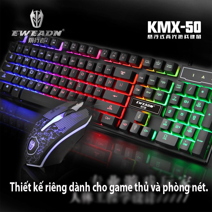 [Giảm giá thần tốc] Bộ bàn phím giả cơ và chuột game Eweadn KMX-50 Led 7 màu