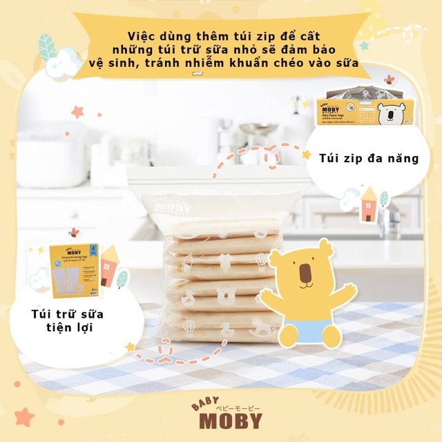 TÚI TRỮ SỮA MOBY TIỆN LỢI 3 KHÓA ZIP, Suzy baby