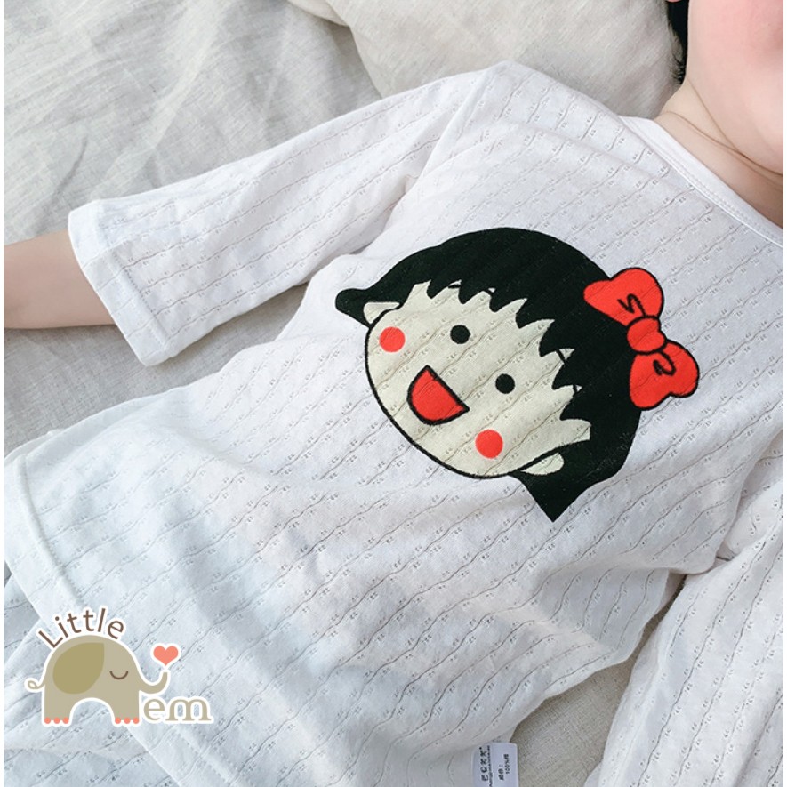 Bộ đồ bé trai/ bé gái Cotton xuất Nhật lửng _ White Cartoon